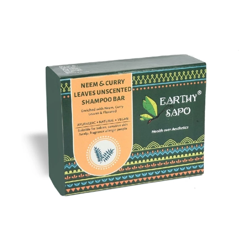 Earthy Sapo Neem & Curry Leaves Unscented Shampoo Bar, 75 g-2.webp